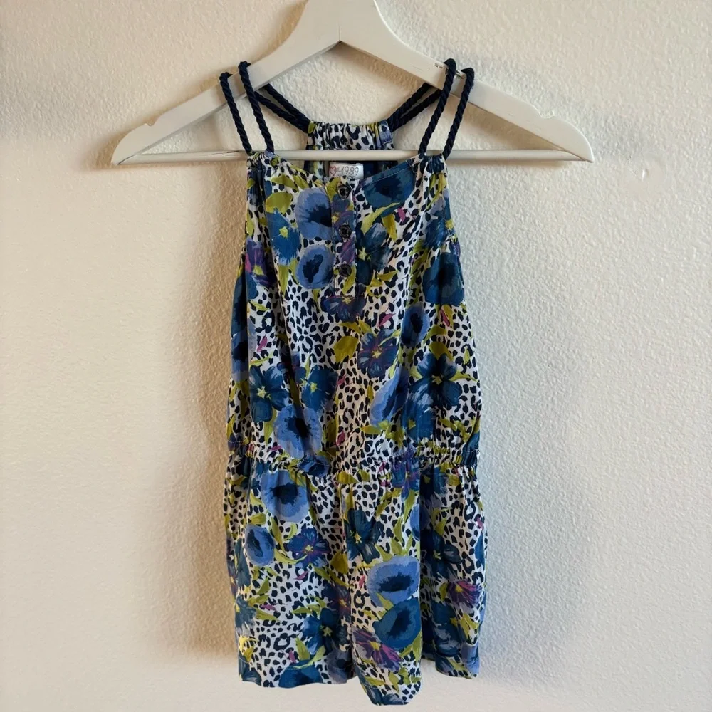 Children’s Place XS 4 girl rayon jumper shorts rope floral watercolor